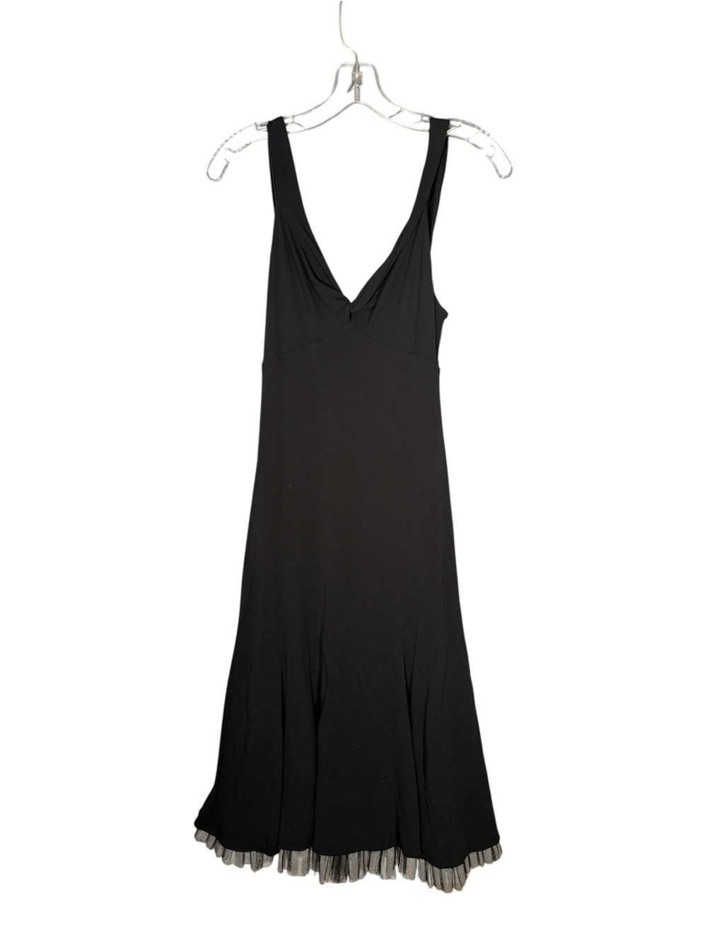 Lida Baday Black Midi Dress Babydoll Top Ruffle Hem Whimsigoth Y2K Feminine S